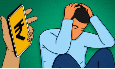 Mobile phone showing predatory loan app alert warning