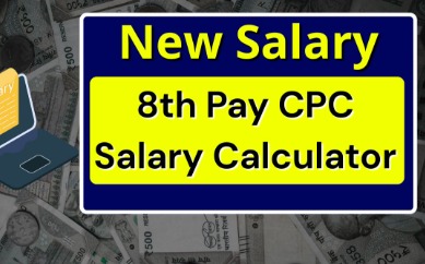 Government employee checking 8th Pay Commission salary hike details on computer