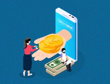 Customer using a fintech lending app on smartphone