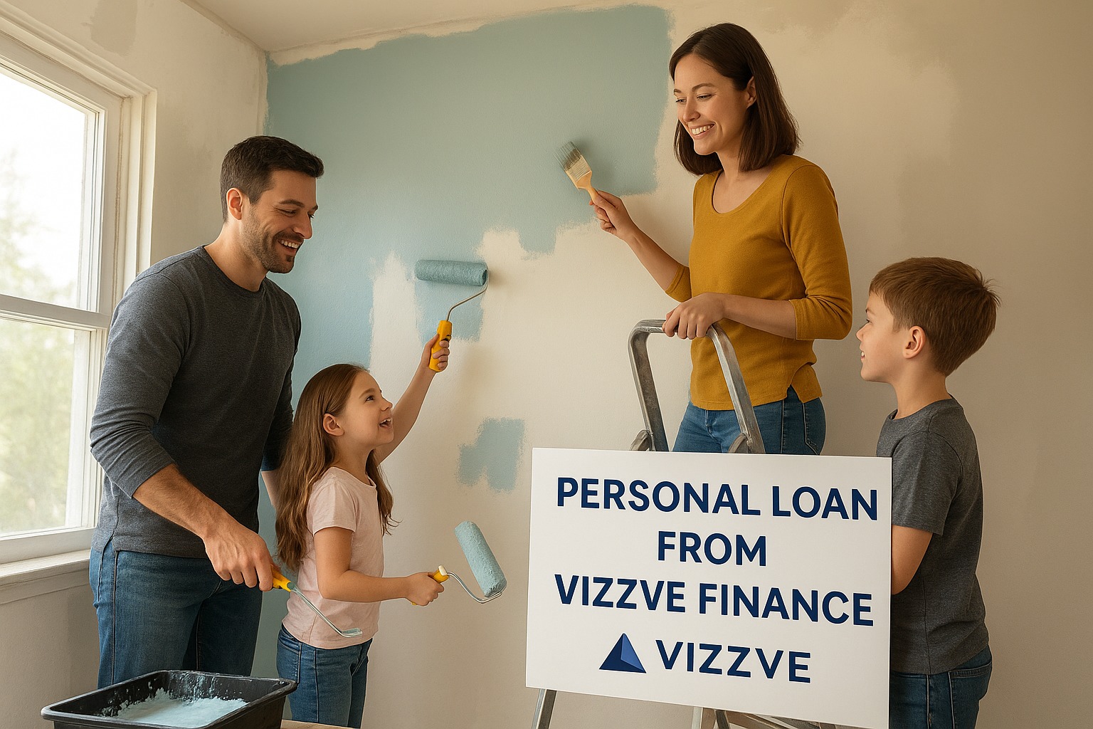Family renovating home using personal loan from Vizzve Finance