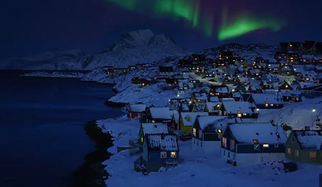 Canada’s Alert Base under polar night sky with darkness and snow