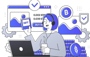 Person analyzing NFTs and digital assets on a laptop