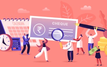 Bank employee processing cheques digitally showing faster clearing system