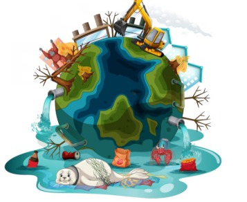 Illustration of climate insurance protecting crops, homes, and businesses in India