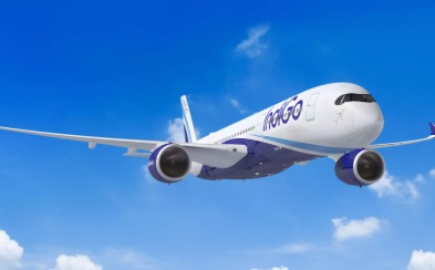 IndiGo Airbus A350-900 aircraft on runway, representing fleet expansion.