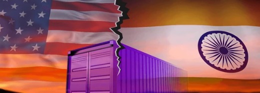 US and Indian flags symbolizing trade tension over oil import