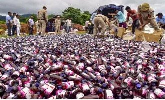 Police officials inspecting illegal medicine consignment in Uttar Pradesh.