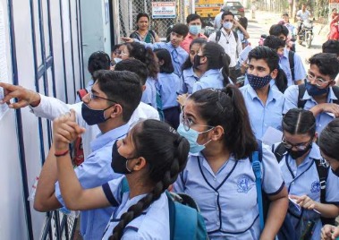 Open school students appearing for 10th grade examinations in India.