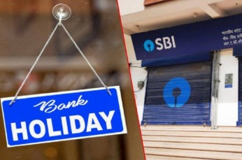 Bank closed for Diwali with notice board outside branch.