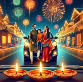 Families traveling during Diwali festival season.