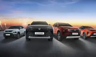 Tata Harrier on display with Diwali festive offers.