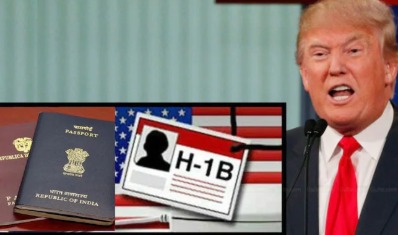 U.S. Capitol building with H-1B visa stamp overlay — symbolizing immigration policy debate and proposed visa fee reforms under Trump administration