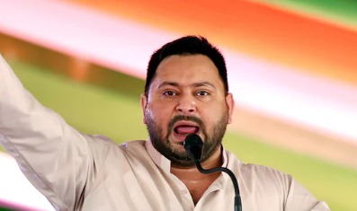 Tejashwi Yadav addressing media on campaigning against RJD candidate in Bihar, election 2025 context