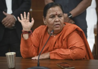 Uma Bharti addressing a political rally in Jhansi ahead of 2029 elections
