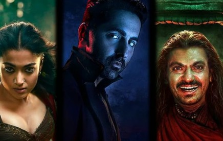 Rashmika Mandanna and Ayushmann Khurrana on the poster of Thamma celebrating box office success