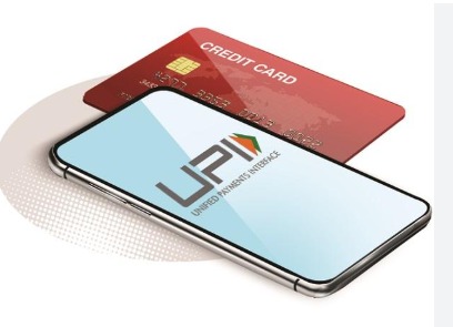 Digital payment icons including UPI, debit, credit cards representing RBI report