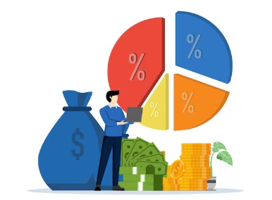 Investor reviewing portfolio with financial charts and targets