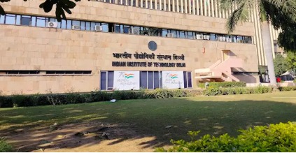 IIT Delhi campus with students attending an online BTech Design programme session