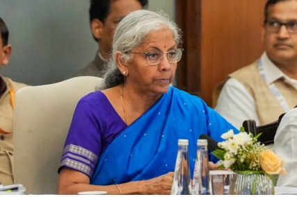 Finance Minister Nirmala Sitharaman addressing a meeting after Chennai Customs corruption allegations