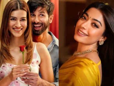 Rashmika Mandanna smiling on the set of Cocktail 2 with Shahid Kapoor and Kriti Sanon.