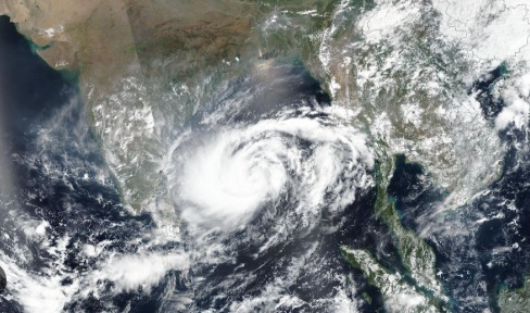 Satellite view of Cyclone Montha over the Bay of Bengal