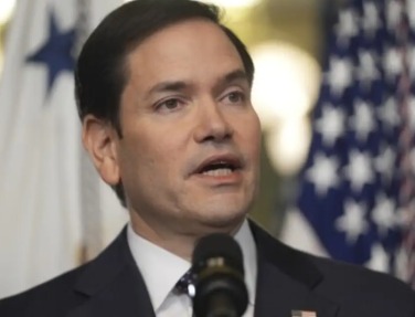 Marco Rubio speaking at a press briefing, symbolising U.S. diplomacy with India and Pakistan