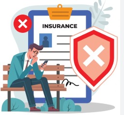 Frustrated patient reviewing rejected health insurance claim paperwork