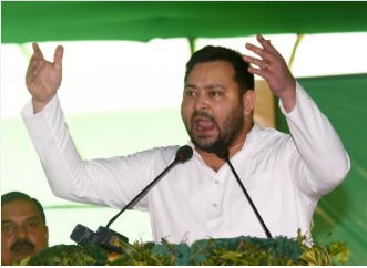 Tejashwi Yadav addressing a public rally ahead of Bihar Assembly Election 2025