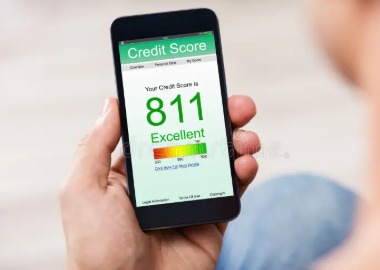 Person checking their credit score on a smartphone.