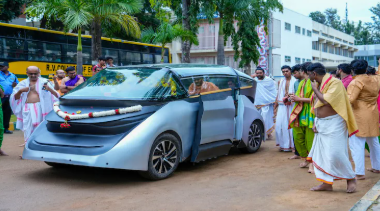 Seer riding in a driverless car in Bengaluru during viral autonomous vehicle demonstration