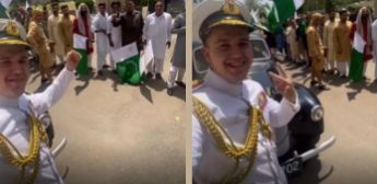 Russian tourist chanting Jai Shree Ram while interacting with a friendly crowd in Pakistan. If you want, I can now create: