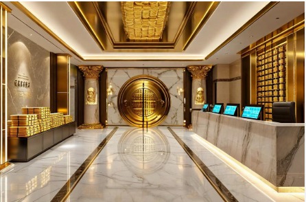 SBI logo with gold bars and the India International Bullion Exchange (IIBX) building in the background, representing India’s first institutional gold trade