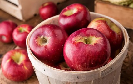 Fresh apple slices sprinkled with pink Himalayan salt on a white plate, symbolizing a healthy and balanced snack