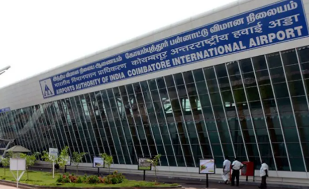 "Police investigation team at Coimbatore airport area after reported student assault case"