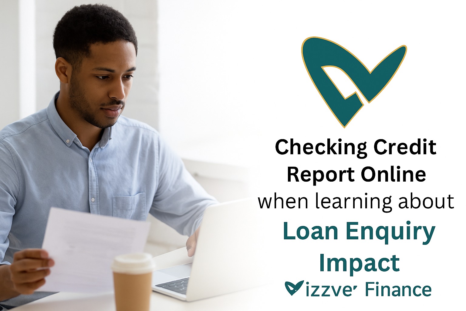 Person checking credit report online while learning about loan enquiry impact through Vizzve Finance.