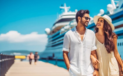 Couple planning a vacation while reviewing personal loan options on Vizzve Finance platform.