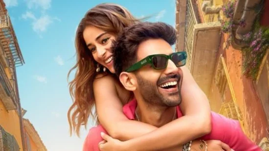 Kartik Aaryan and Ananya Panday in Tu Meri Main Tera movie poster before new release date announcement