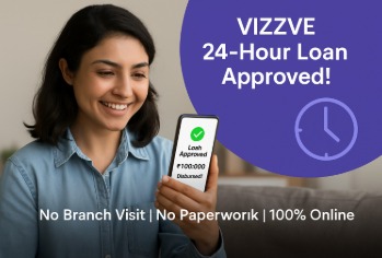 Customer receiving instant loan approval within 24 hours from Vizzve Finance on mobile device