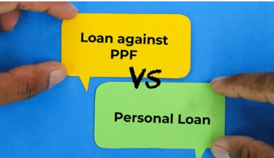 Comparison between personal loan and loan against PPF showing benefits with Vizzve Finance branding