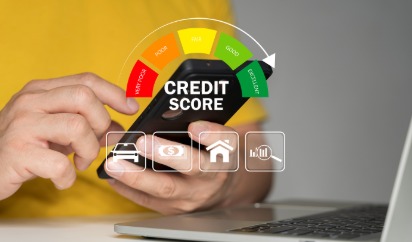 A person checking their credit score report on a smartphone in 2025.