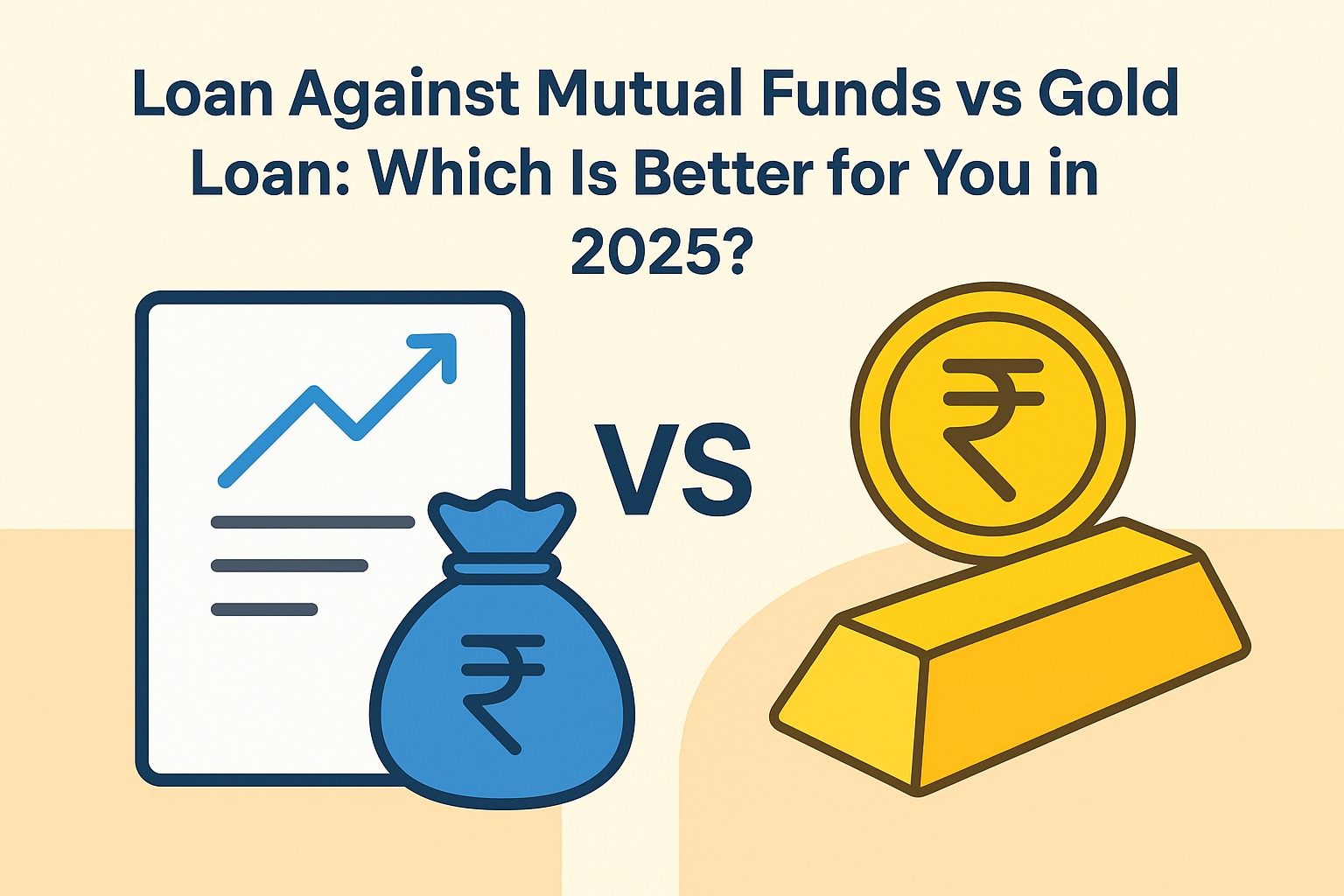 Comparison chart of gold coins and mutual fund documents representing loan options in 2025