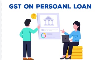 A borrower reviewing personal loan documents with GST calculation and service charge breakdown in India.