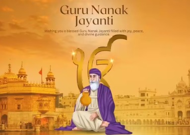 Devotees lighting candles and offering prayers in a Gurdwara during Guru Nanak Jayanti celebrations.