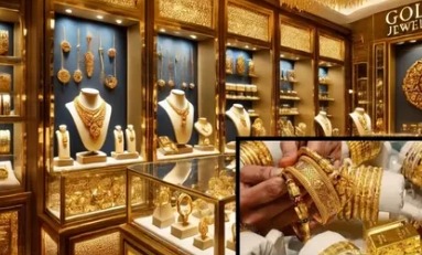 Close-up of gold jewellery and coins showing 18K, 22K, and 24K purity levels across Indian cities on November 5, 2025.
