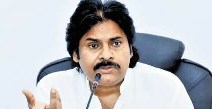 Pawan Kalyan addressing media during announcement about rural road development funds in Andhra Pradesh.