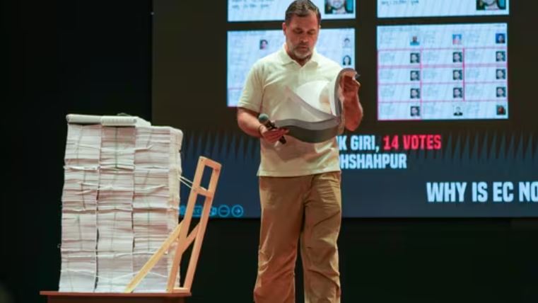 Rahul Gandhi addressing media on H Files and vote chori allegations against BJP and EC