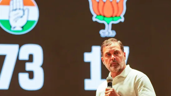 BJP leaders addressing a press conference after Rahul Gandhi’s ‘H Files’ remarks