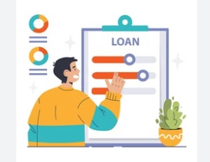 Illustration showing a person managing multiple loans with charts representing financial wellness and borrowing habits.
