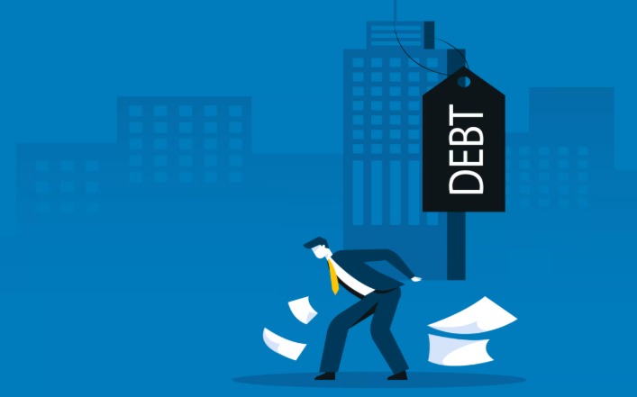 Illustration showing a person checking personal loan EMI details to avoid falling into a debt trap