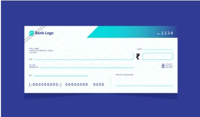Illustration of a cross cheque with two parallel lines, indicating it must be deposited into a bank account, symbolizing safe and secure payment.
